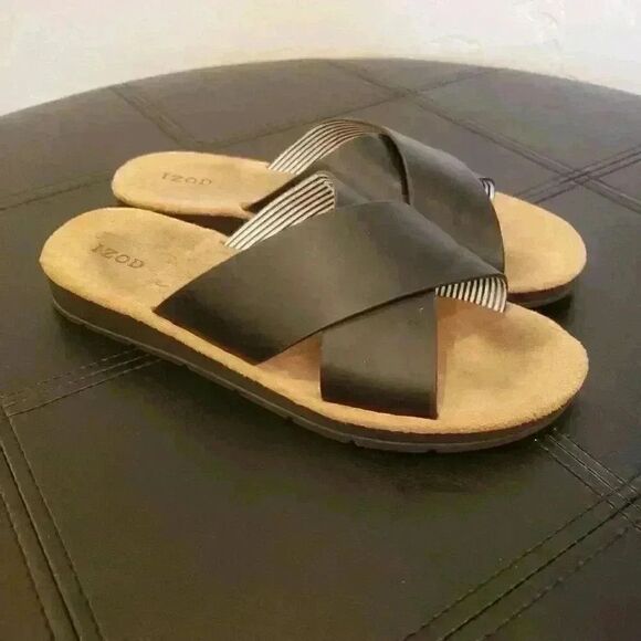 𝅺Izod Women's Black Alyssa Strap Slides - Picture 2 of 9